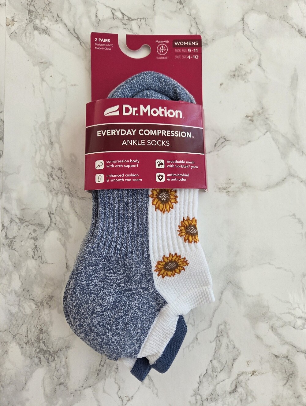 Dr. Motion Ankle Socks 2 Pairs Compression Socks Size Socks 9–11 Shoe 4-10
